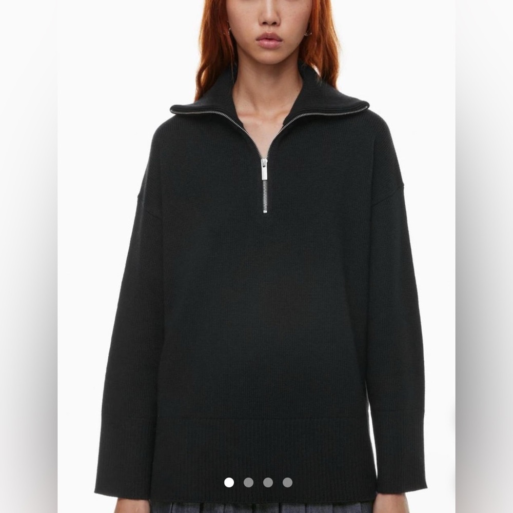 Aritzia Babaton Black Merino Wool Half-Zip Sweater